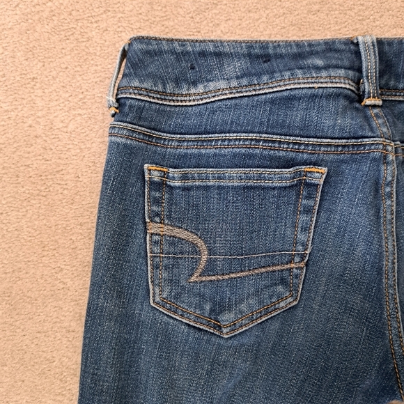American Eagle Jeans Women's 8 Blue Slim Boot Distressed Denim - Picture 10 of 13